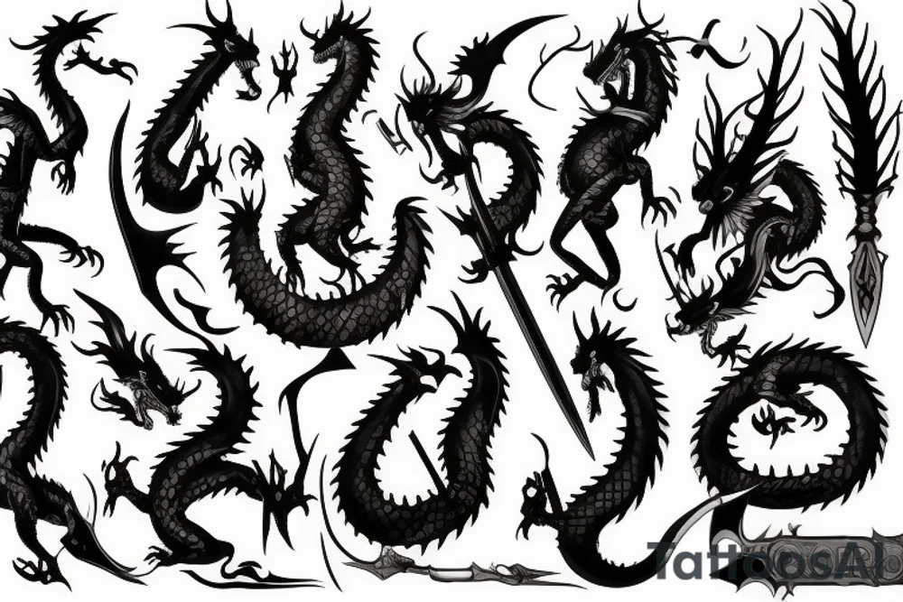 Dragon dagger scar tattoo idea