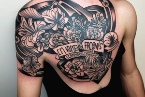 It is a memorial tattoo for my brother. It is a quote from out favourite tv show: "Chocolates and flowers Eric, it's the only way to fly son" tattoo idea