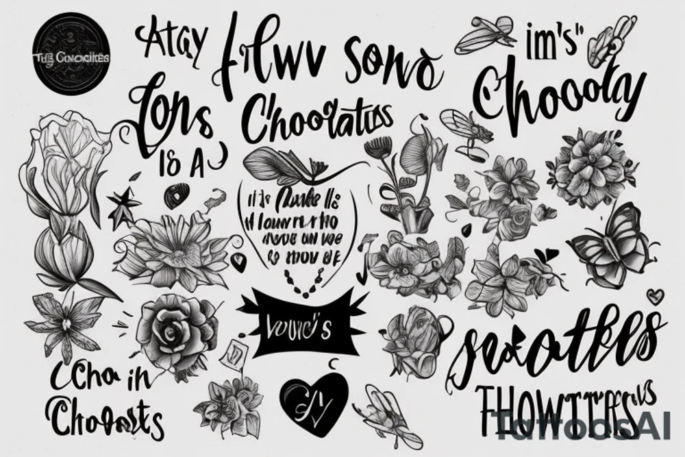 It is a memorial tattoo for my brother. It is a quote from out favourite tv show: "Chocolates and flowers Eric, it's the only way to fly son" tattoo idea