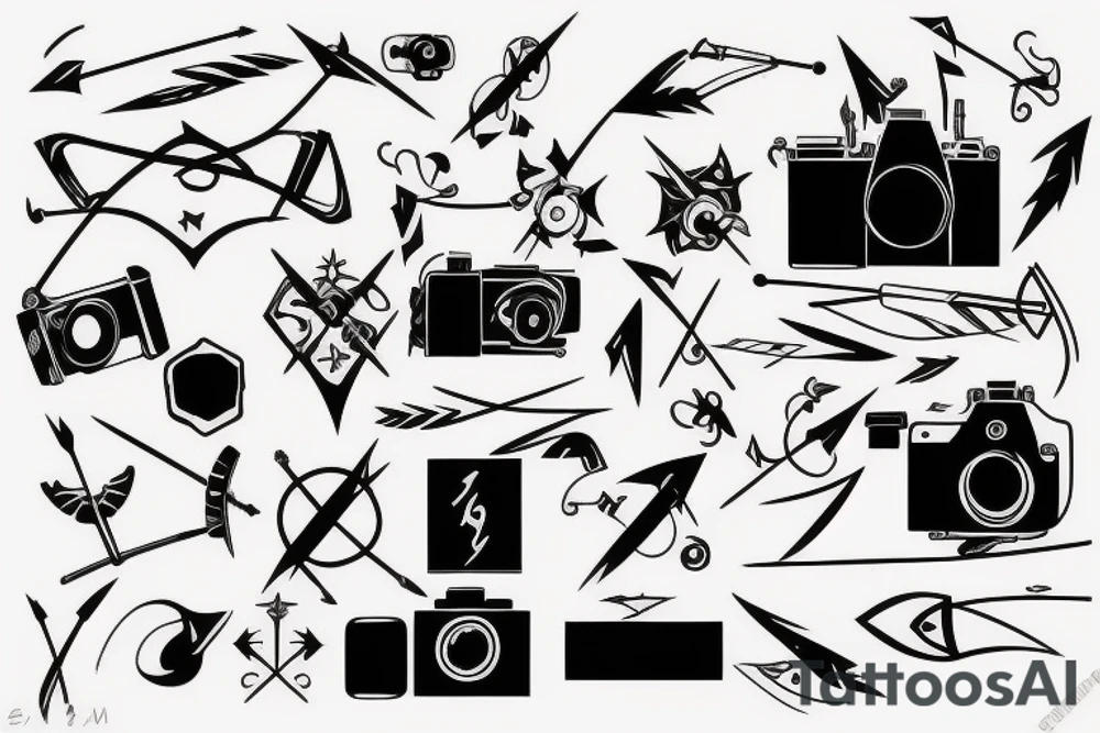 arrow, camera, love, adventure tattoo idea