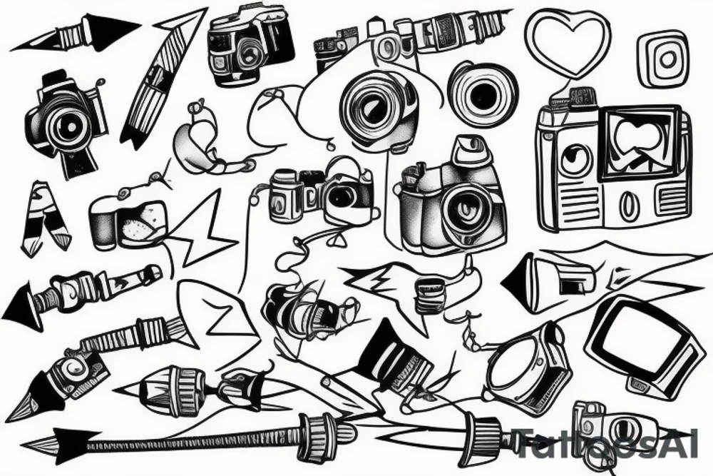 arrow, camera, love, adventure tattoo idea
