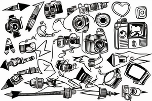 arrow, camera, love, adventure tattoo idea