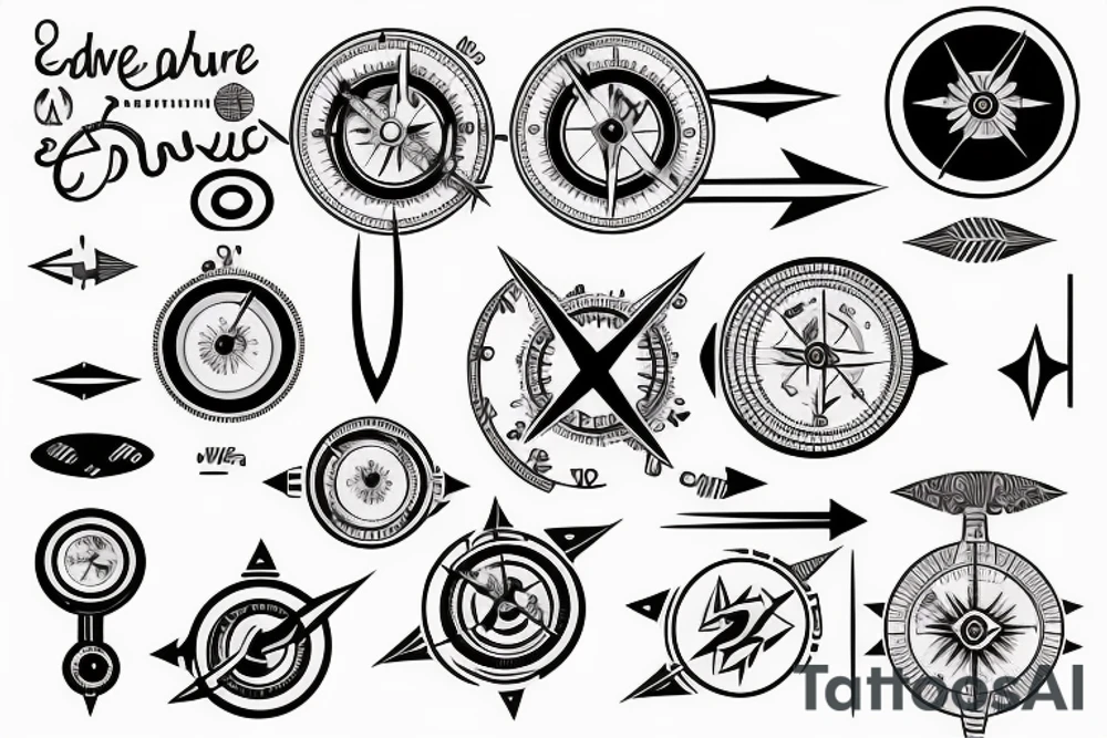 arrow with flow camera compass adventure tattoo idea