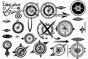 arrow with flow camera compass adventure tattoo idea
