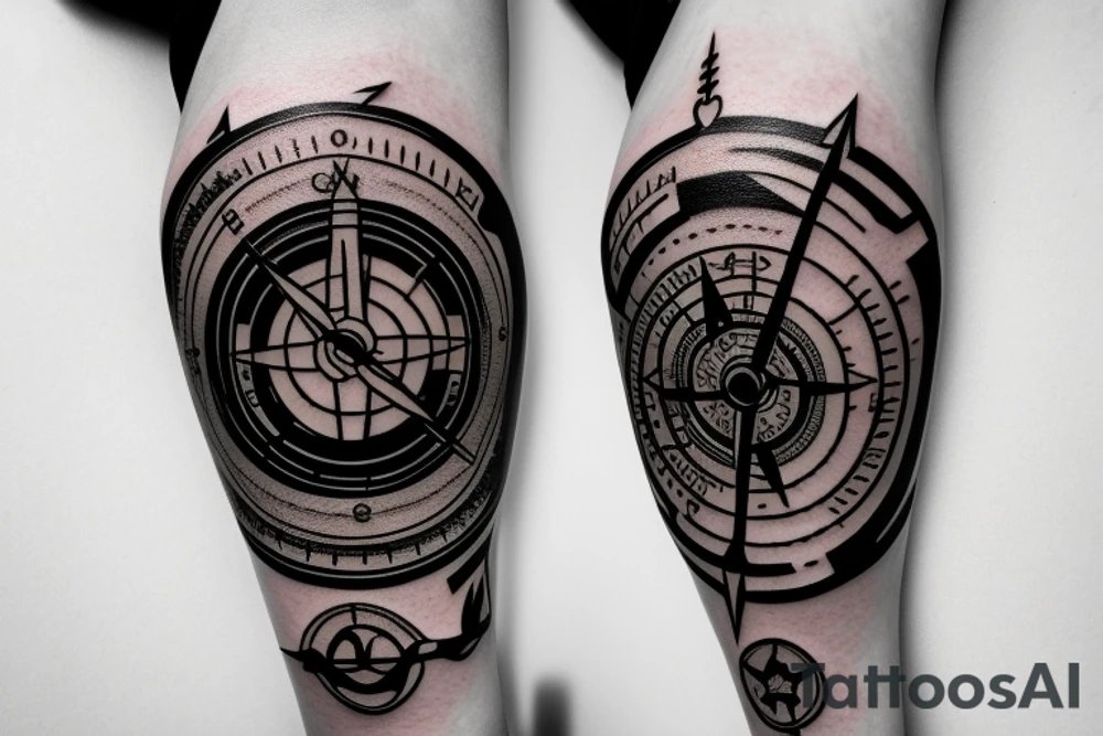 arrow with flow camera compass adventure tattoo idea