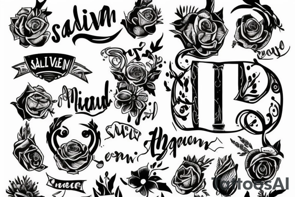 arm tattoo with the text SALVEN tattoo idea