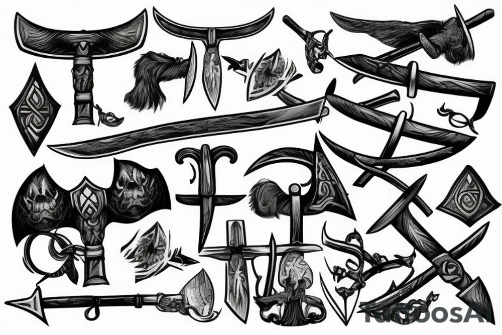Viking battle axes overlapping tattoo idea