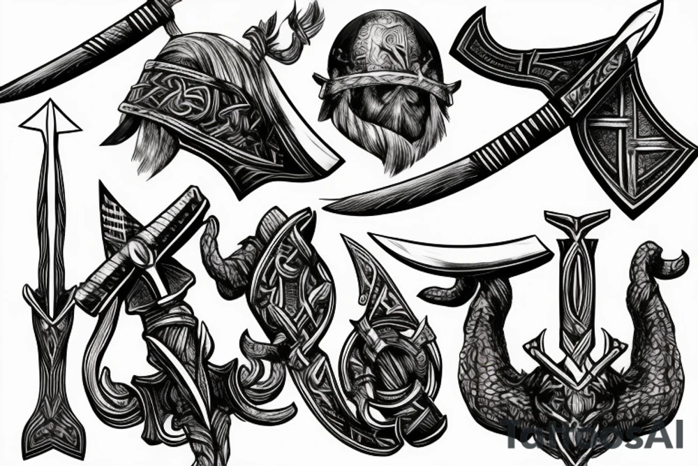 Viking battle axes overlapping tattoo idea