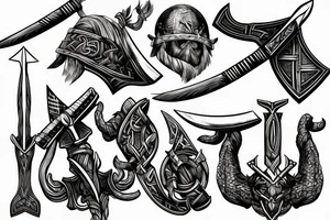 Viking battle axes overlapping tattoo idea