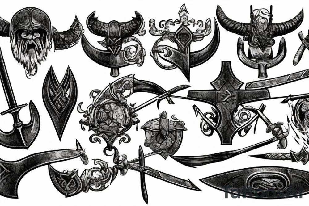 Viking battle axes tattoo idea