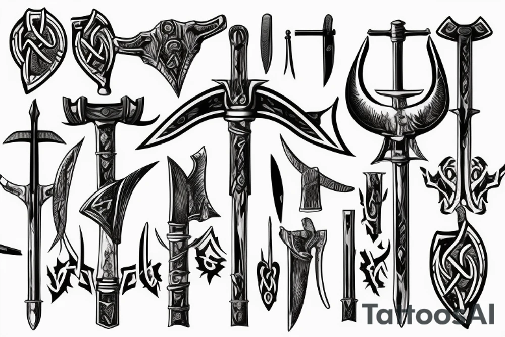 Viking battle axes tattoo idea