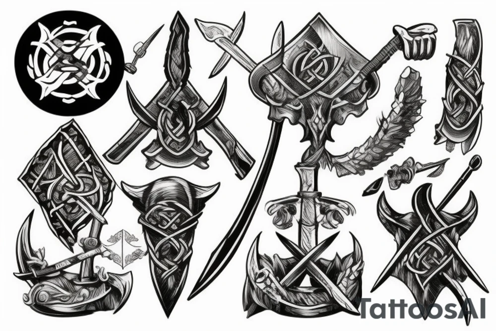 Viking battle axe blood tattoo idea