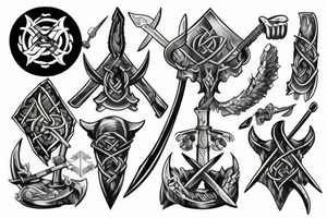 Viking battle axe blood tattoo idea