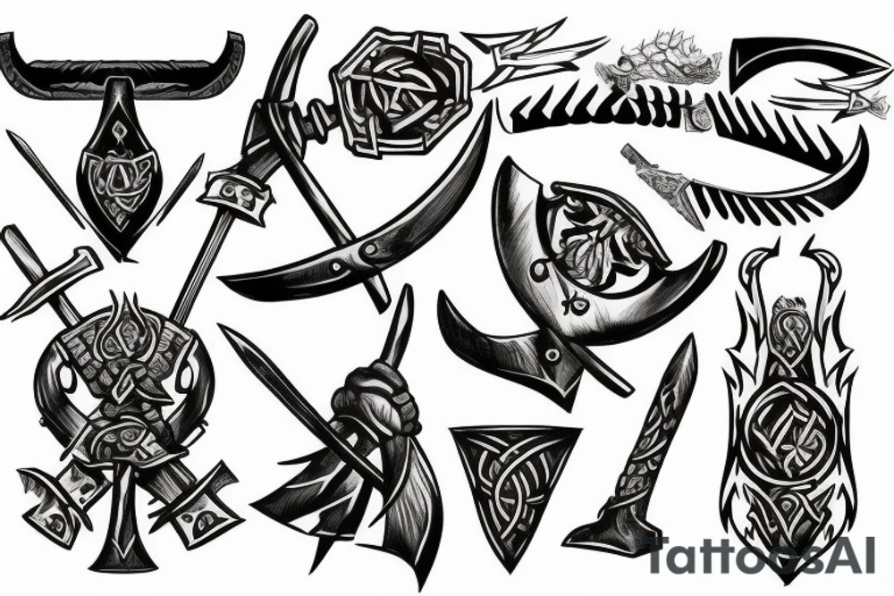 Viking battle axe blood tattoo idea