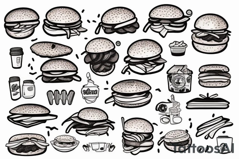Red panda eating a burger tattoo idea