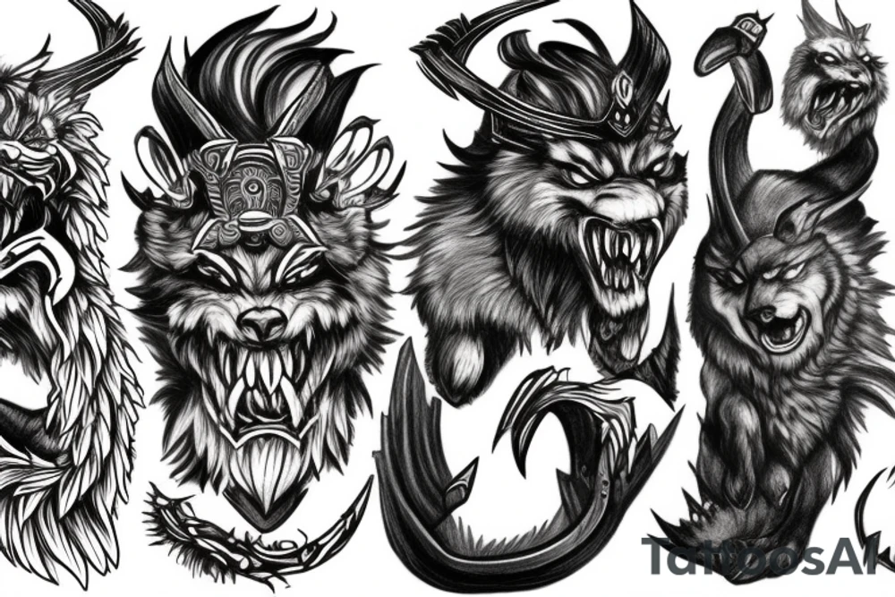 Odin fighting fenrir tattoo idea