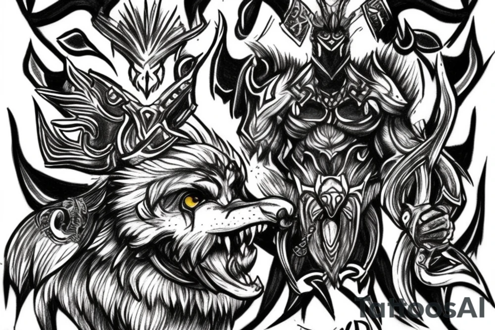 Odin fighting fenrir tattoo idea