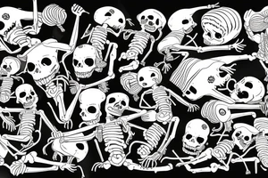Two skeletons parachuting tantrum as the male is dogging styling the female in the air tattoo idea