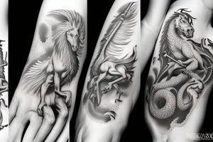 Saint George killing dragon realistic tattoo idea