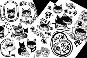 4 cats i circle and dog in middle tattoo idea