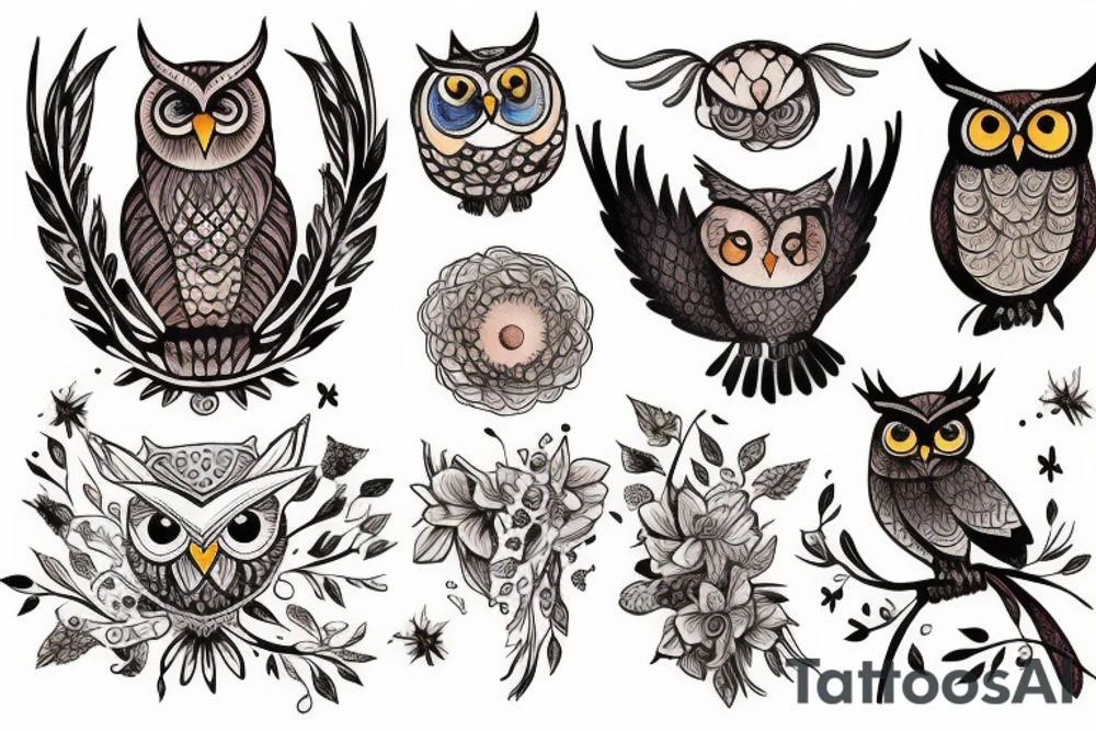 Artemis with a bow and an owl tattoo idea