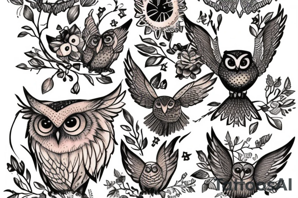 Artemis with a bow and an owl tattoo idea