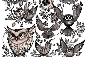 Artemis with a bow and an owl tattoo idea