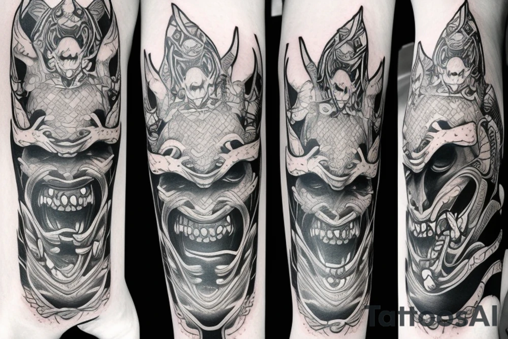 Oni mask tattoo idea