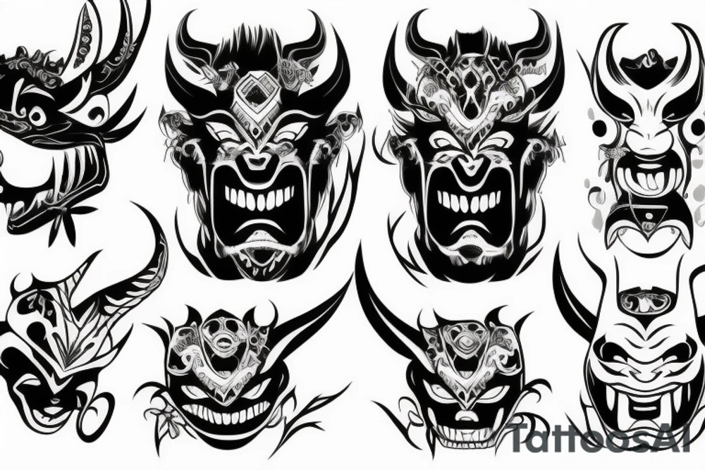 Oni mask tattoo idea