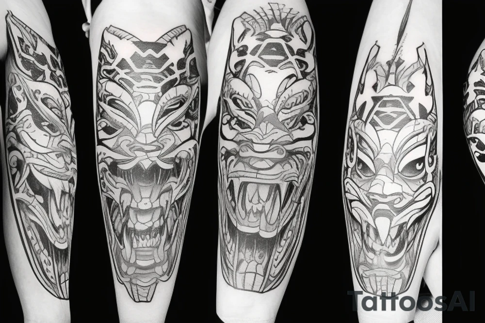 Oni mask tattoo idea