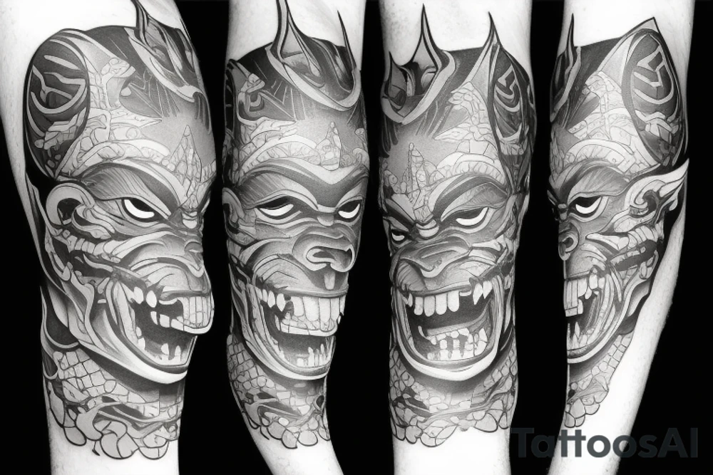 Oni mask tattoo idea