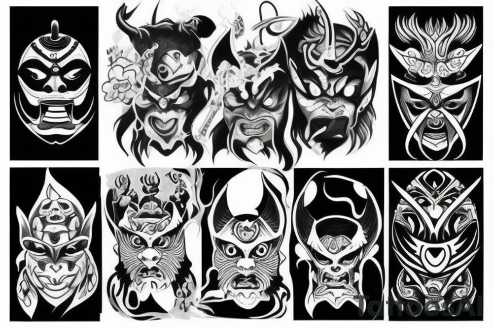 Oni mask tattoo idea