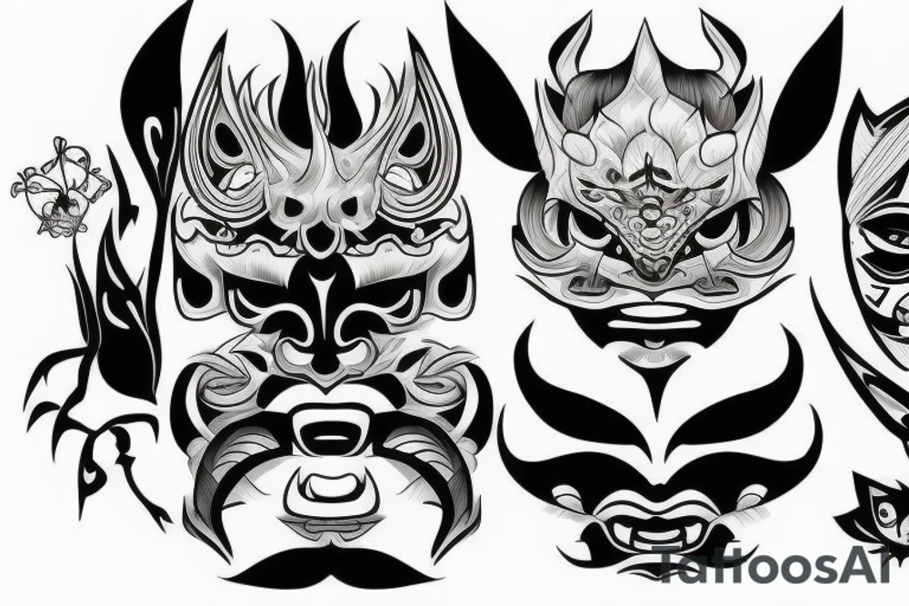 Oni mask tattoo idea