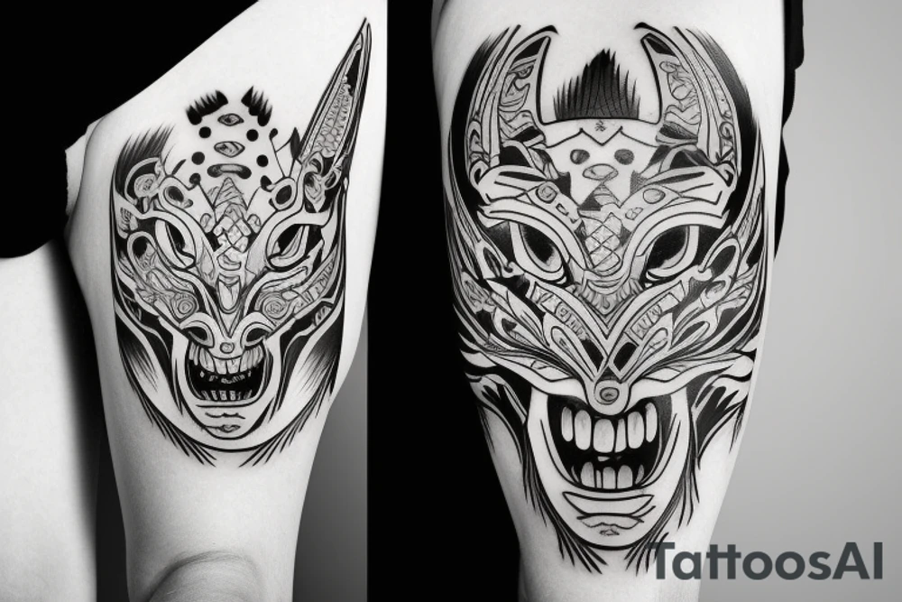 Oni mask tattoo idea