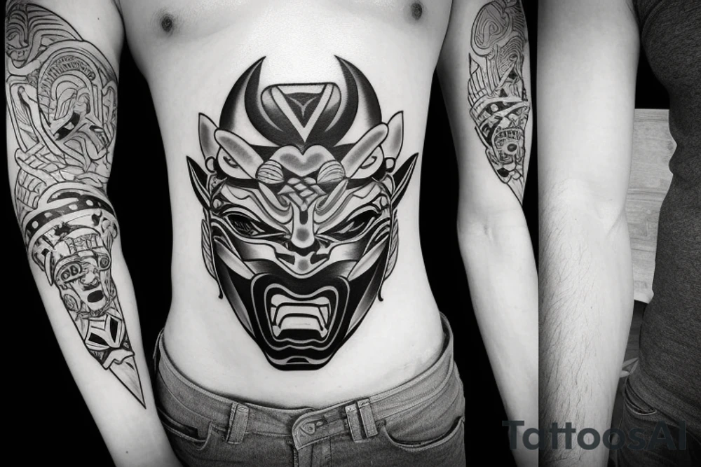 Oni mask tattoo idea