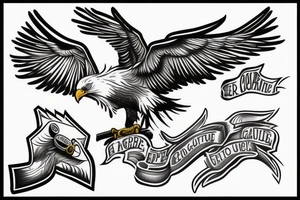 Eagle with 3 cards and the quote „the beautiful game“ tattoo idea