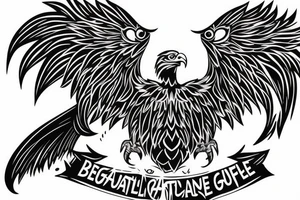 Eagle with 3 cards and the quote „the beautiful game“ tattoo idea