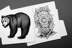 A bear, and 3 cards tattoo idea