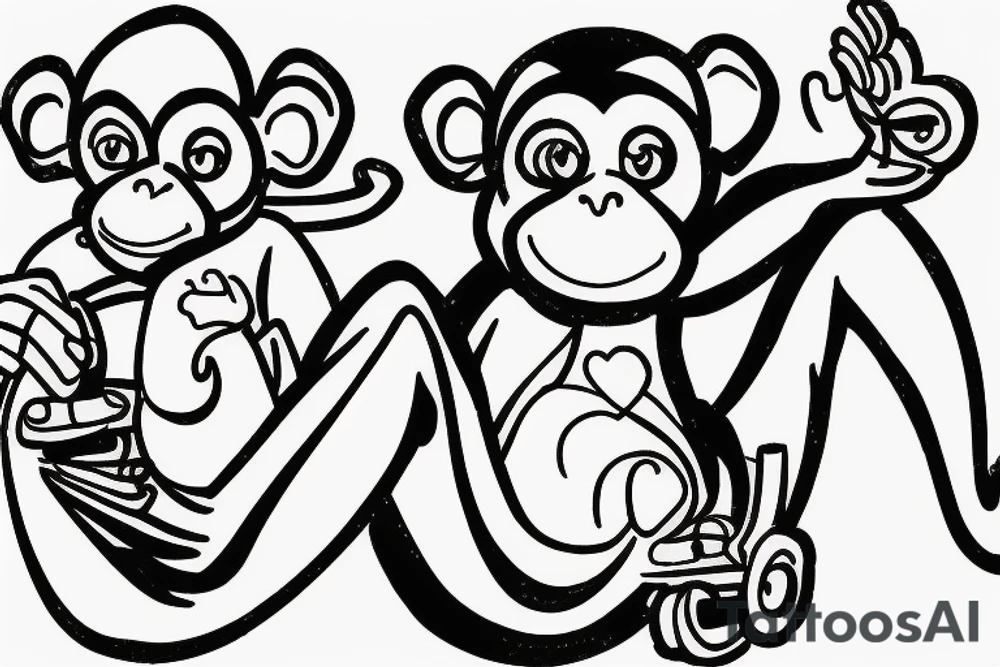 Monkey teacher skating tattoo idea