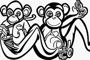 Monkey teacher skating tattoo idea