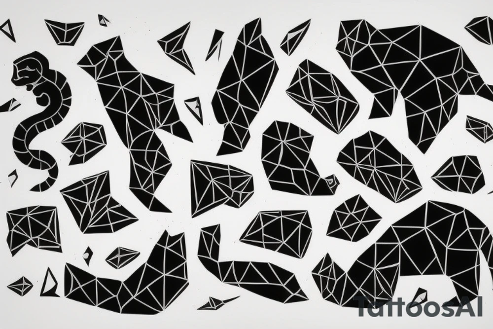 polygon cat in a spaceship tattoo idea