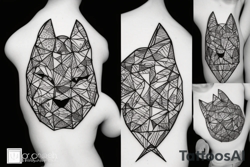 polygon cat in a spaceship tattoo idea