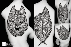 polygon cat in a spaceship tattoo idea