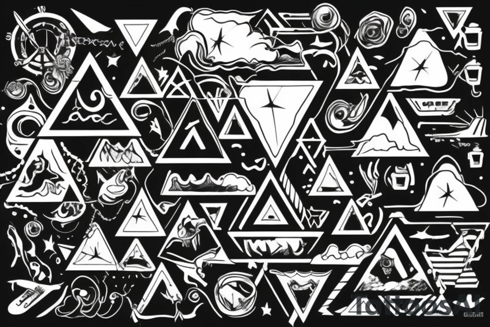 stormy background with a biker and triangle shapes tattoo idea