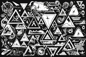 stormy background with a biker and triangle shapes tattoo idea