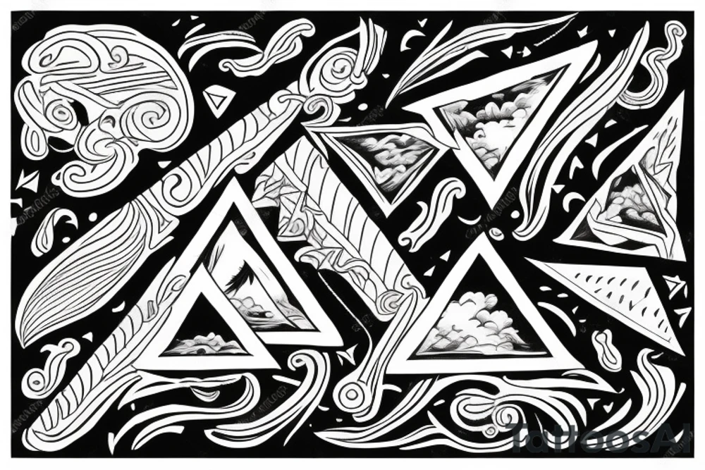 stormy background with one biker and one triangle tattoo idea