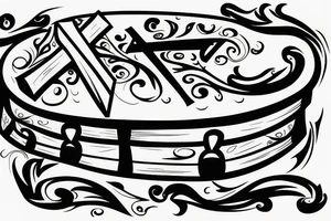 burning coffin with the cross on it tattoo idea