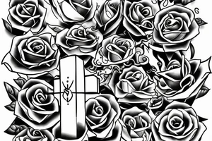 burning coffin with the cross on it tattoo idea