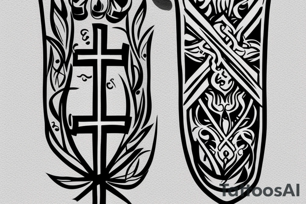 burning coffin with the cross on it tattoo idea
