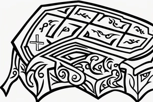 burning coffin with the cross on it tattoo idea